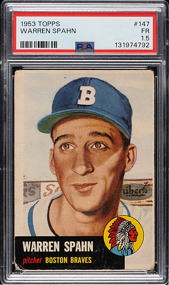1953 Topps #147 Warren Spahn PSA FAIR 1.5