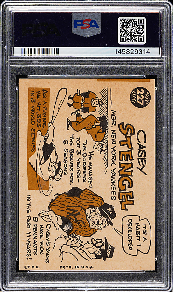1960 Topps #227 Casey Stengel PSA NM 7
