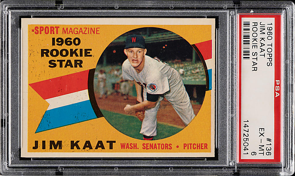 1960 Topps #136 Jim Kaat Rookie PSA EX-MT 6