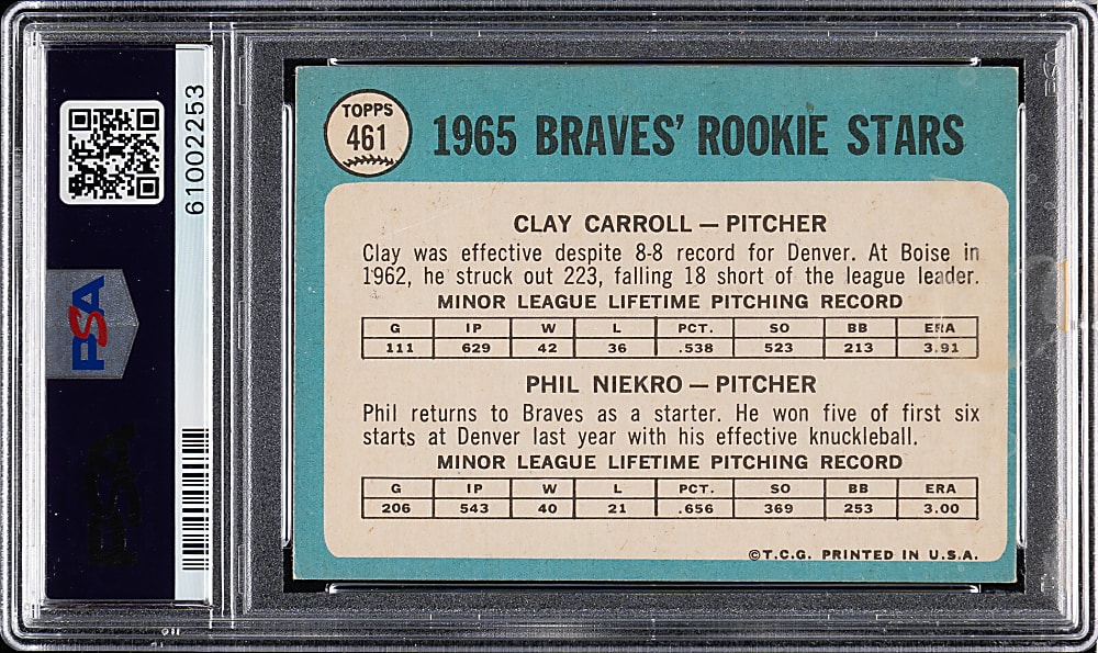 1965 Topps #461 Phil Niekro Rookie PSA EX 5
