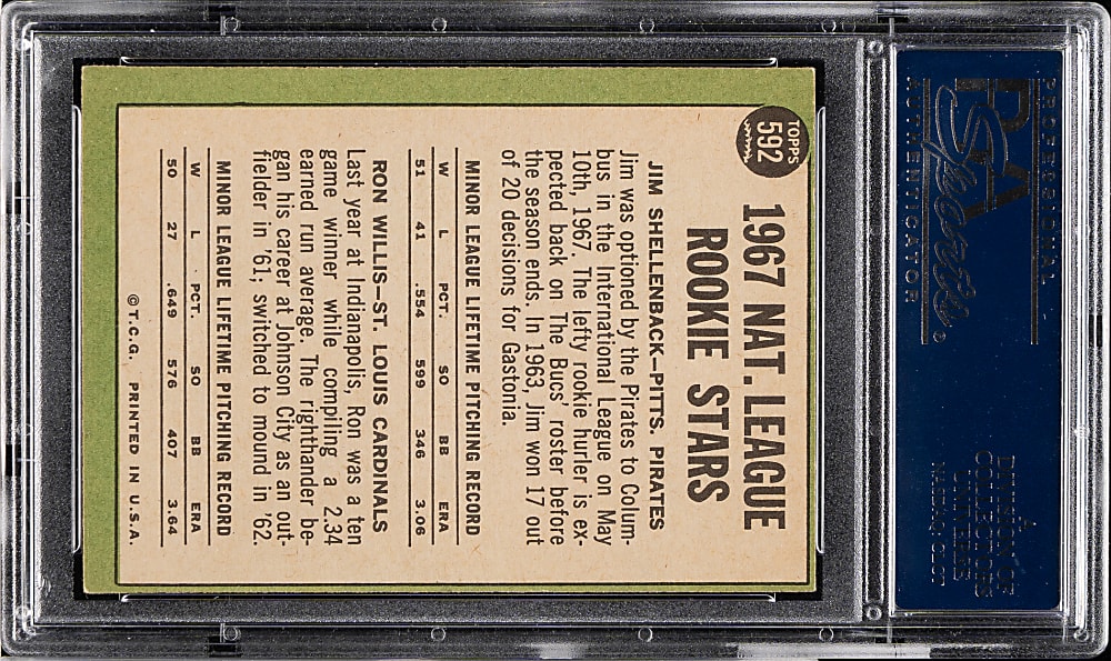 1967 Topps #592 Shellenback/Willis PSA EX-MT 6