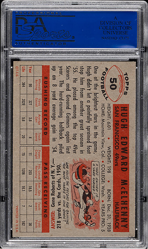1956 Topps Football #50 Hugh McElhenny PSA NM 7