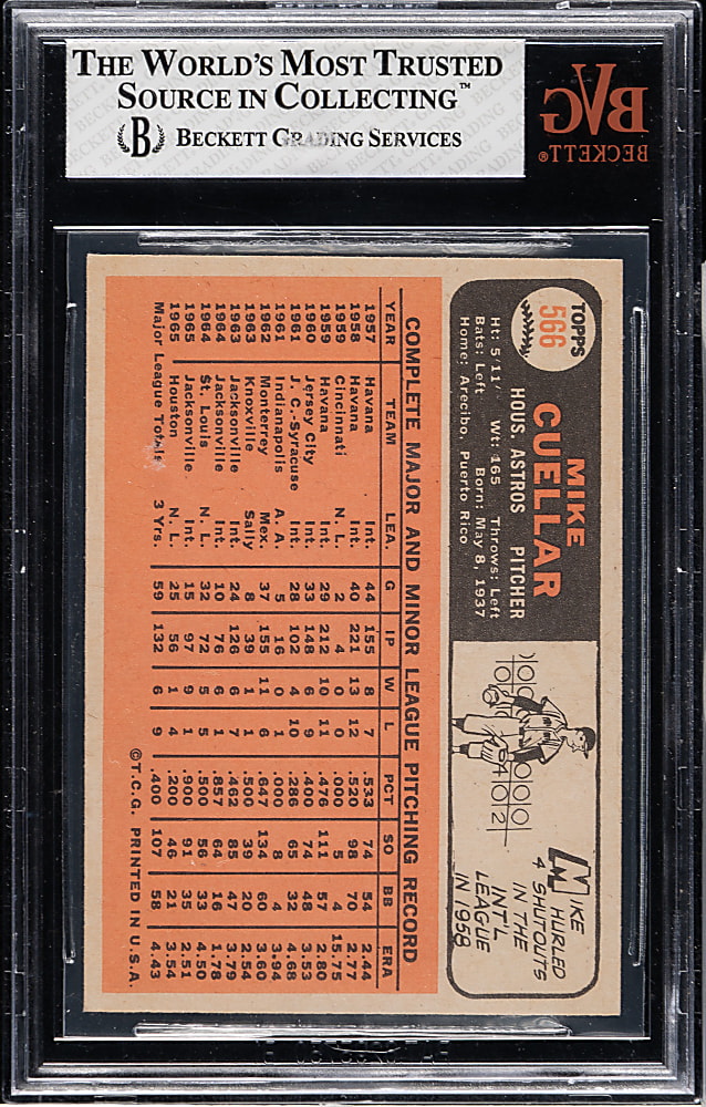 1966 Topps #566 Mike Cuellar BVG NM 7