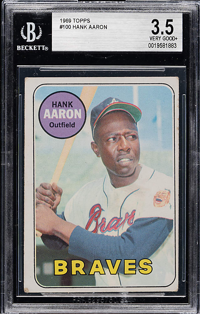 1969 Topps #100 Hank Aaron BVG VG+ 3.5