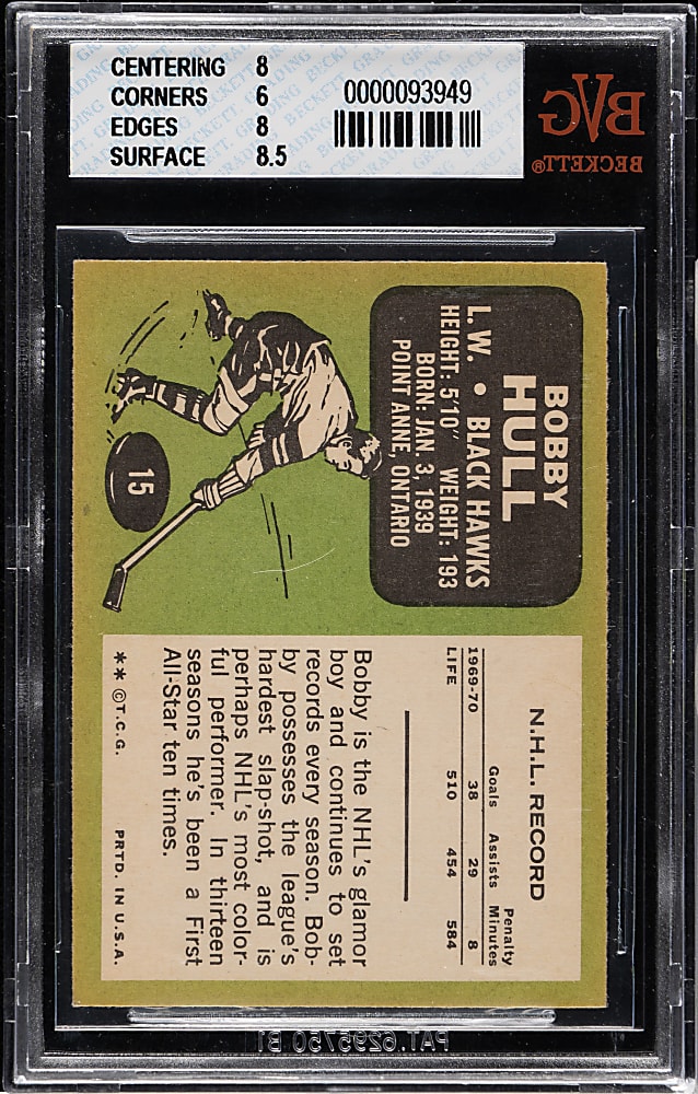 1969-1970 Topps Hockey #70 Bobby Hull BVG EX-MT+ 6.5