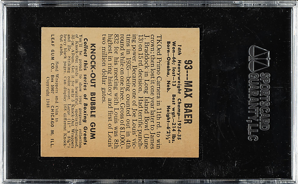 1948 Leaf Boxing #93 Max Baer SGC EX 60