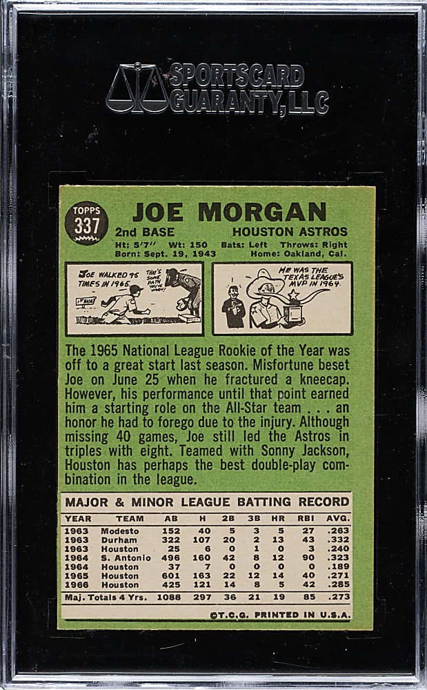 1967 Topps #337 Joe Morgan SGC NM 84