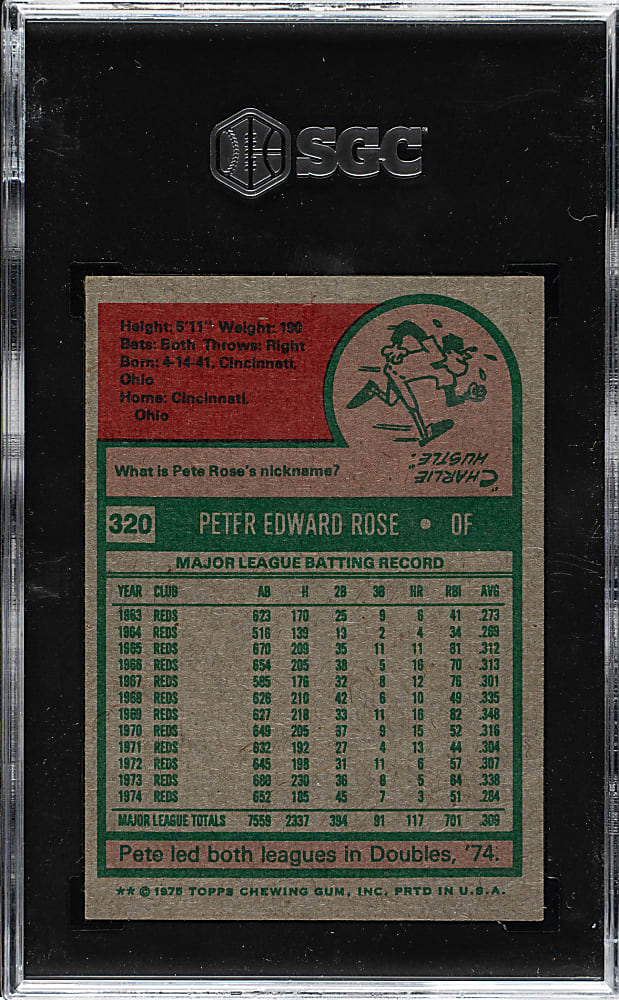 1975 Topps #320 Pete Rose SGC NM/MT+ 8.5
