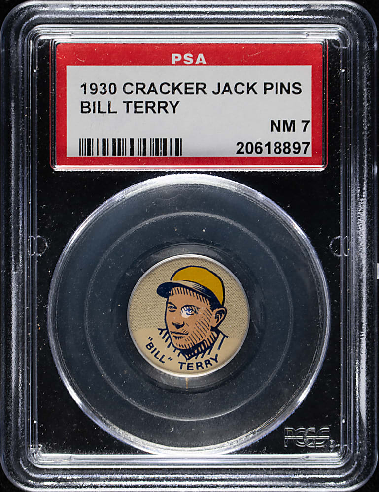 1930 PR4 Cracker Jack Pins Bill Terry PSA NM 7