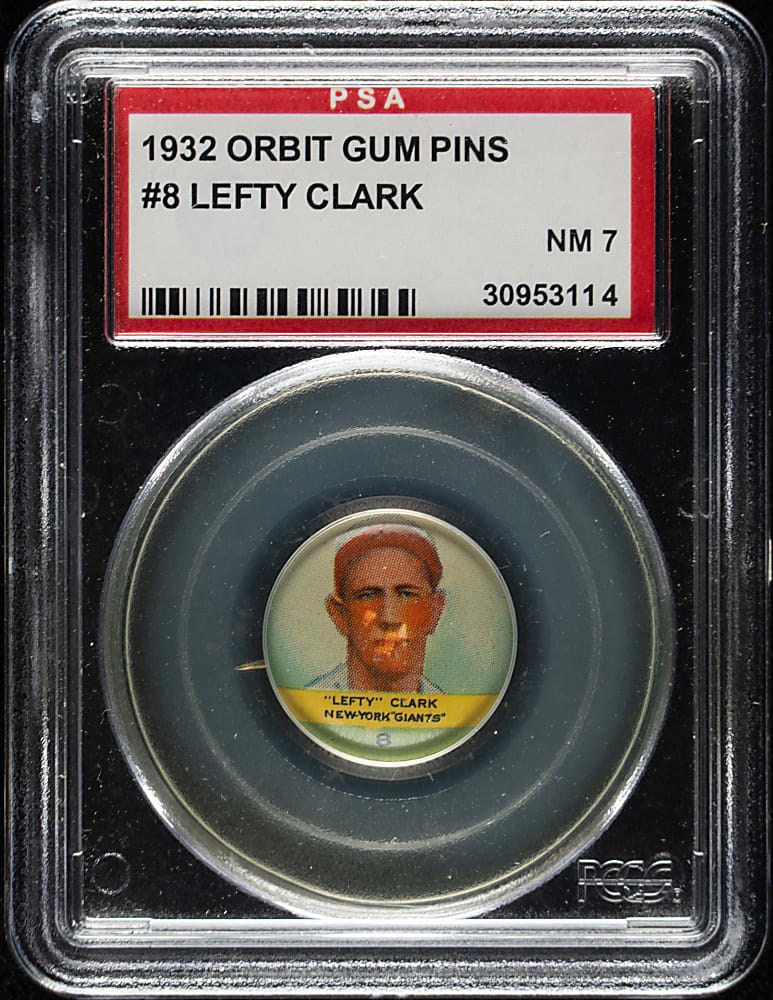 1932 PR2 Orbit Gum Pins #8 Lefty Clark PSA NM 7