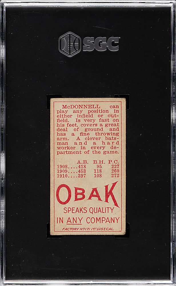 1911 T212 Obak Cigarettes Clarence McDonnell SGC VG 3