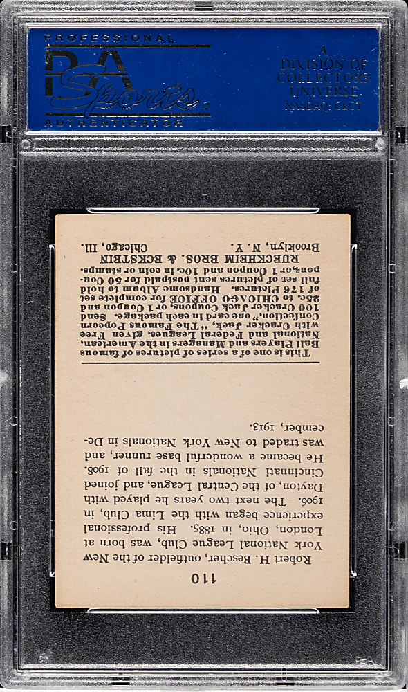 1915 E145 Cracker Jack #110 Bob Bescher PSA EX-MT 6