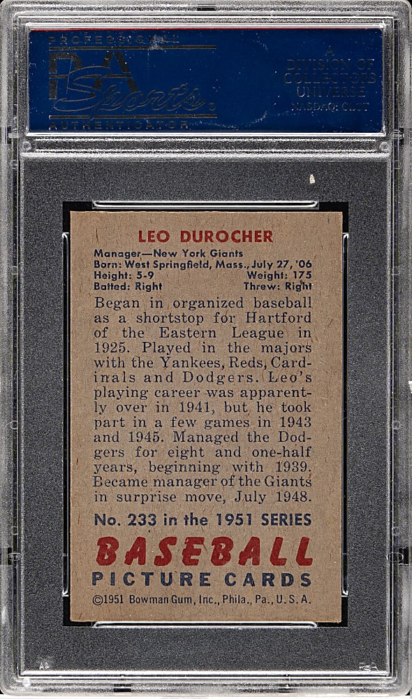 1951 Bowman #233 Leo Durocher PSA NM+ 7.5