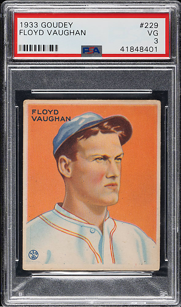 1933 R319 Goudey #229 Floyd "Arky" Vaughan PSA VG 3