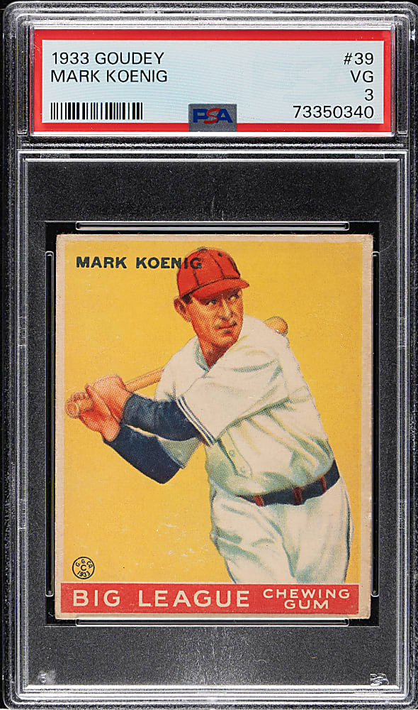 1933 R319 Goudey #39 Mark Koenig PSA VG 3