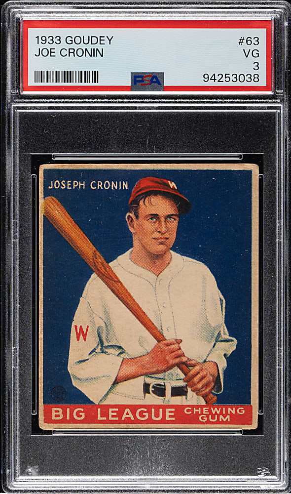 1933 R319 Goudey #63 Joe Cronin PSA VG 3