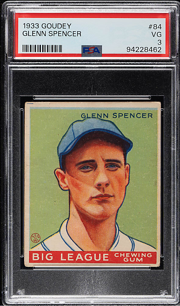 1933 R319 Goudey #84 Glenn Spencer PSA VG 3