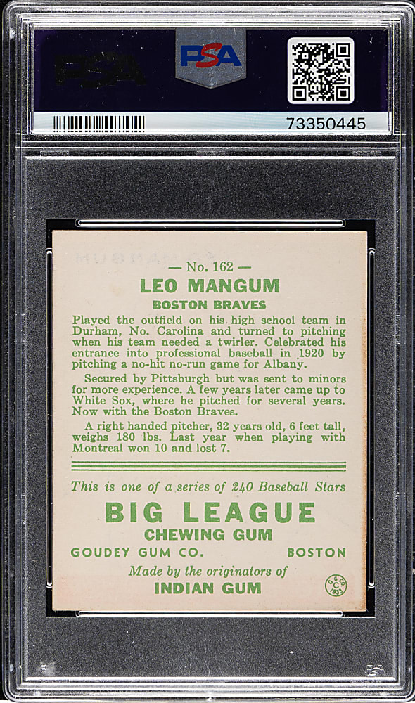 1933 R319 Goudey #162 Leo Mangum PSA VG-EX+ 4.5