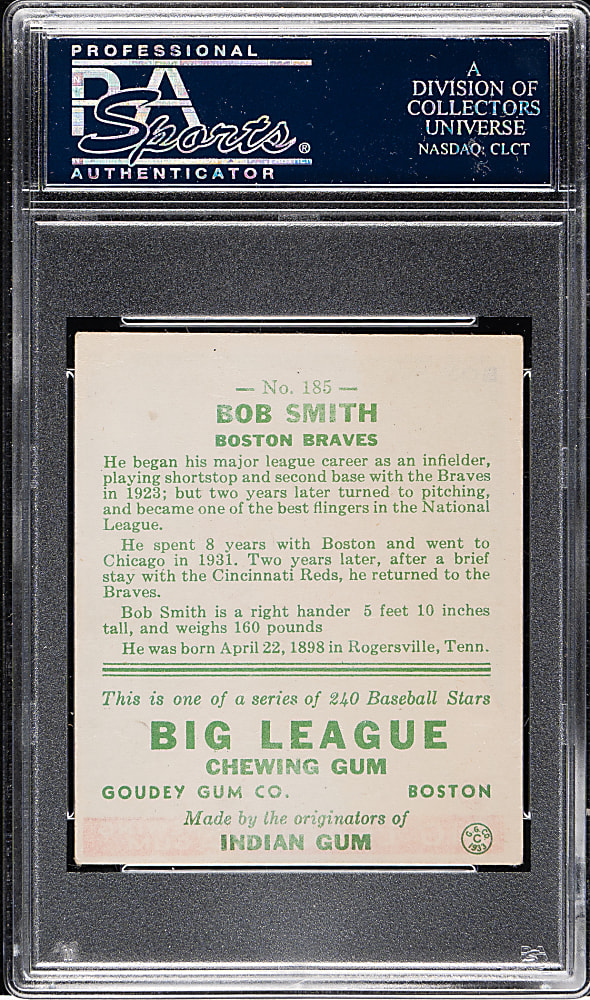 1933 R319 Goudey #185 Bob Smith PSA VG-EX+ 4.5