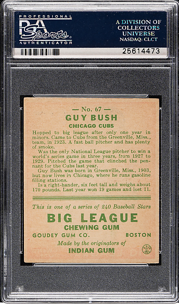 1933 R319 Goudey #67 Guy Bush PSA VG-EX+ 4.5