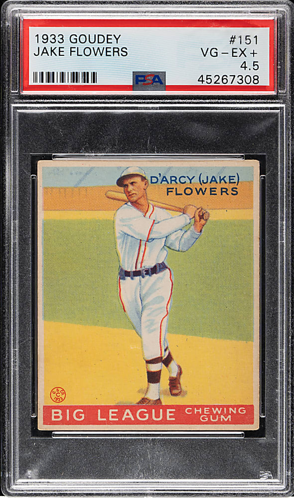 1933 R319 Goudey #151 Jake Flowers PSA VG-EX+ 4.5