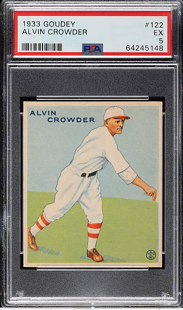 1933 R319 Goudey #122 Alvin Crowder PSA EX 5