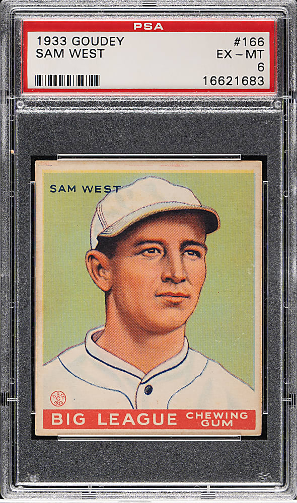 1933 R319 Goudey #166 Sam West PSA EX-MT 6