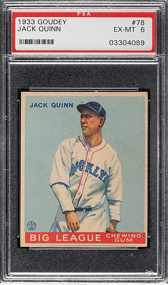 1933 R319 Goudey #78 Jack Quinn PSA EX-MT 6