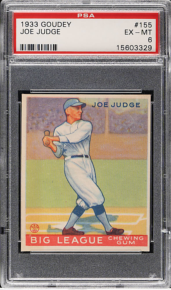 1933 R319 Goudey #155 Joe Judge PSA EX-MT 6