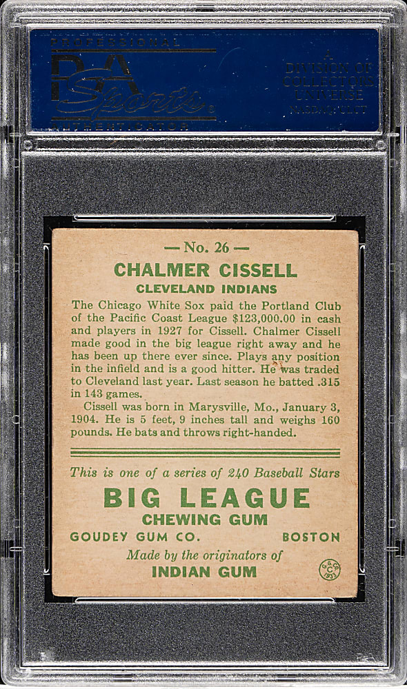 1933 R319 Goudey #26 Chalmer Cissell PSA VG-EX 4