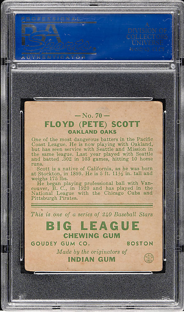 1933 R319 Goudey #70 Pete Scott PSA VG-EX 4