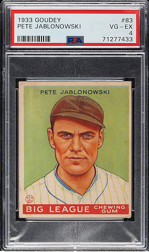 1933 R319 Goudey #83 Pete Jablonowski PSA VG-EX 4
