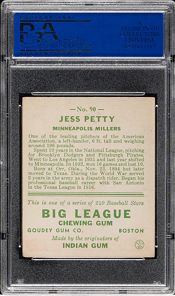 1933 R319 Goudey #90 Jess Petty PSA VG-EX 4