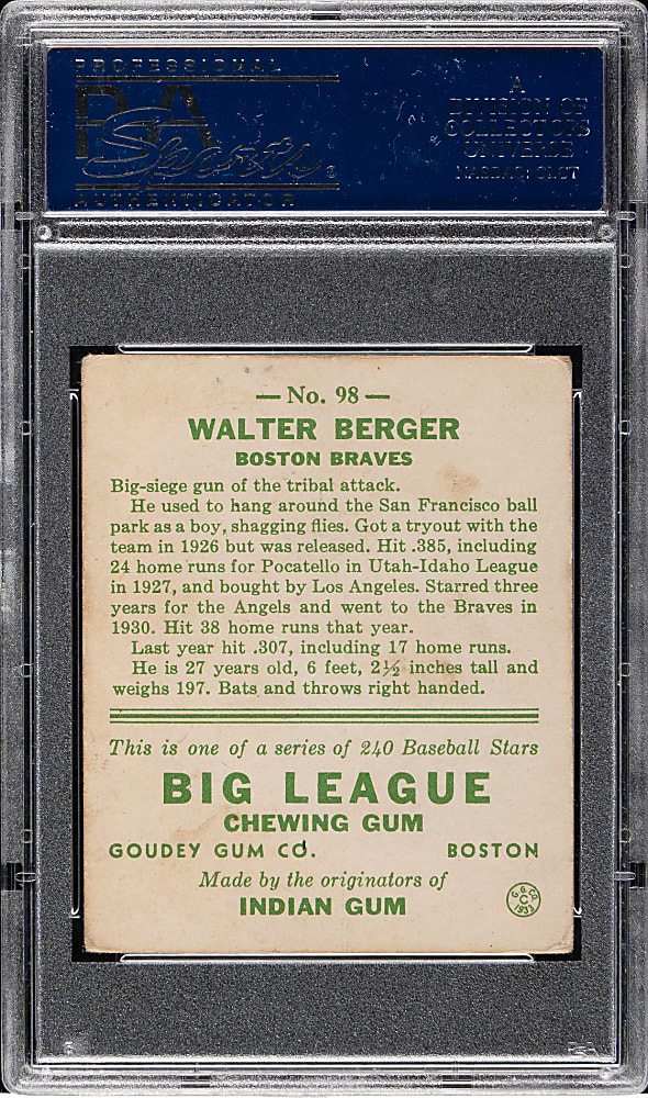 1933 R319 Goudey #98 Walter Berger PSA VG-EX 4