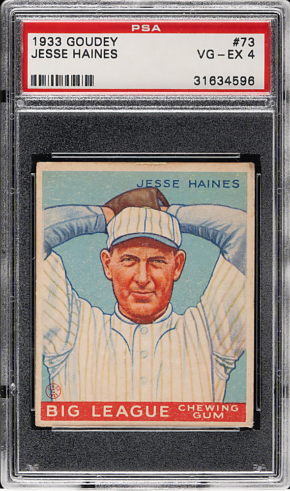 1933 R319 Goudey #73 Jesse Haines PSA VG-EX 4