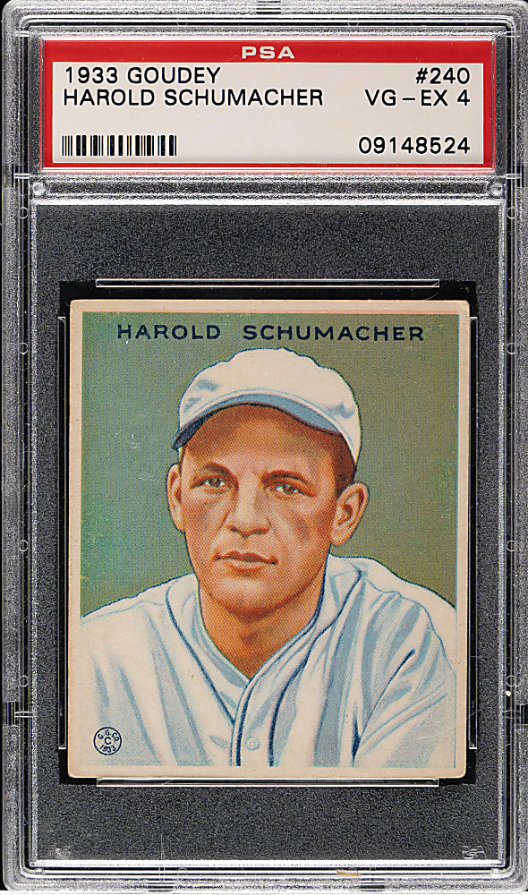 1933 R319 Goudey #240 Harold Schumacher PSA VG-EX 4
