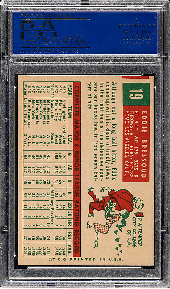 1959 Topps #19 Ed Bressoud PSA NM-MT 8