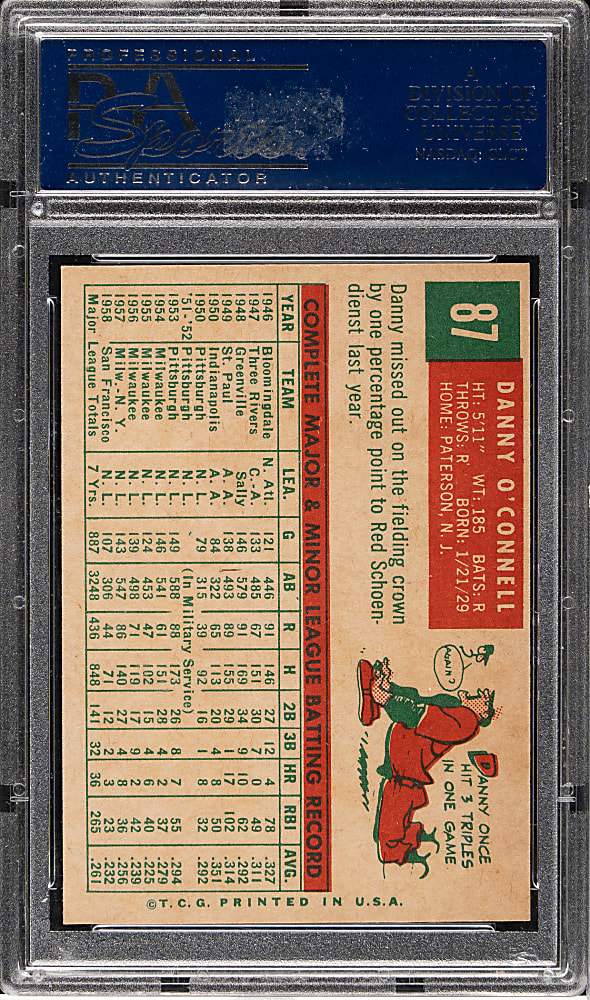1959 Topps #87 Danny O'Connell PSA NM-MT+ 8.5