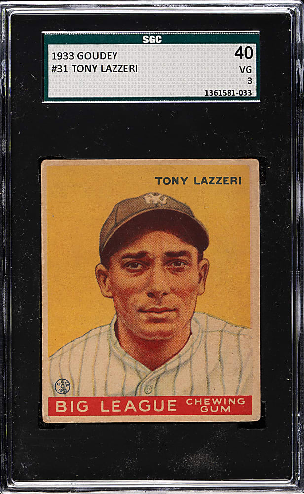 1933 R319 Goudey #31 Tony Lazzeri SGC VG 40