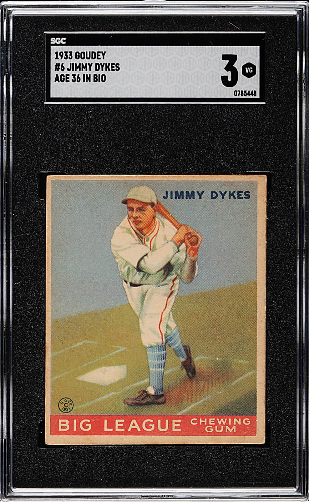 1933 R319 Goudey #6 Jimmy Dykes Age 36 in Bio SGC VG 3