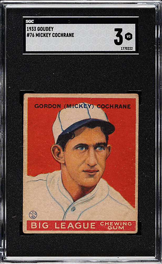 1933 R319 Goudey #76 Mickey Cochrane SGC VG 3