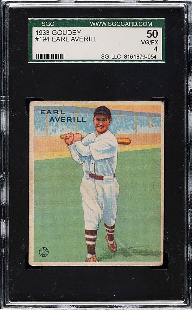 1933 R319 Goudey #194 Earl Averill SGC VG/EX 50