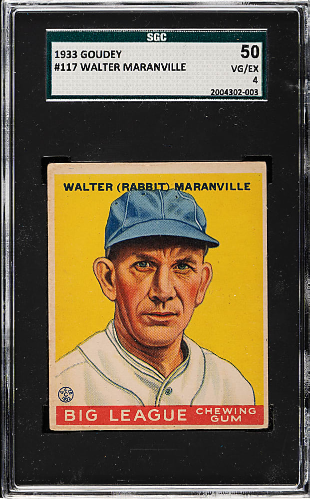 1933 R319 Goudey #117 Rabbit Maranville SGC VG/EX 50
