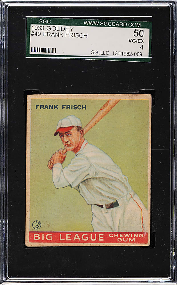 1933 R319 Goudey #49 Frank Frisch SGC VG/EX 50