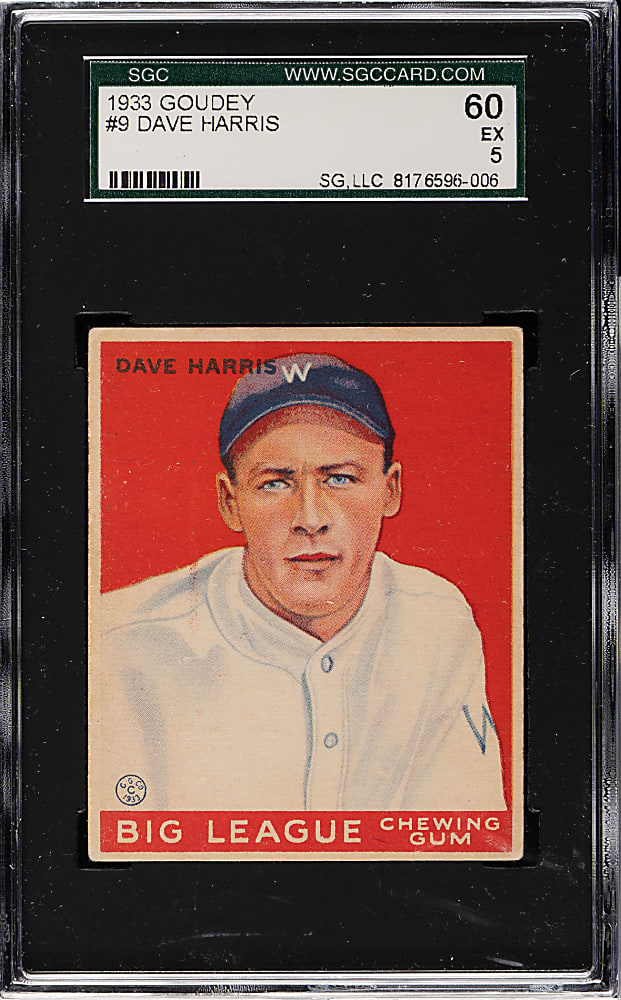 1933 R319 Goudey #9 Dave Harris SGC EX 60