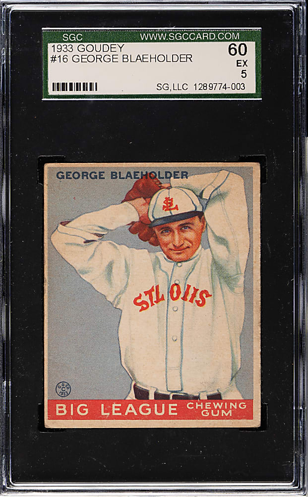 1933 R319 Goudey #16 George Blaeholder SGC EX 60