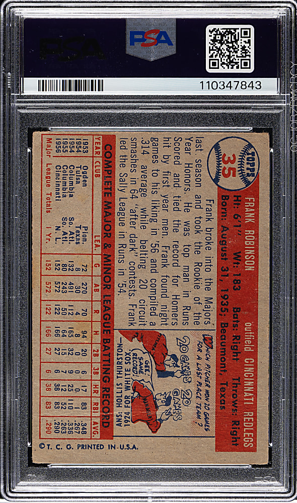 1957 Topps #35 Frank Robinson Rookie PSA GOOD 2