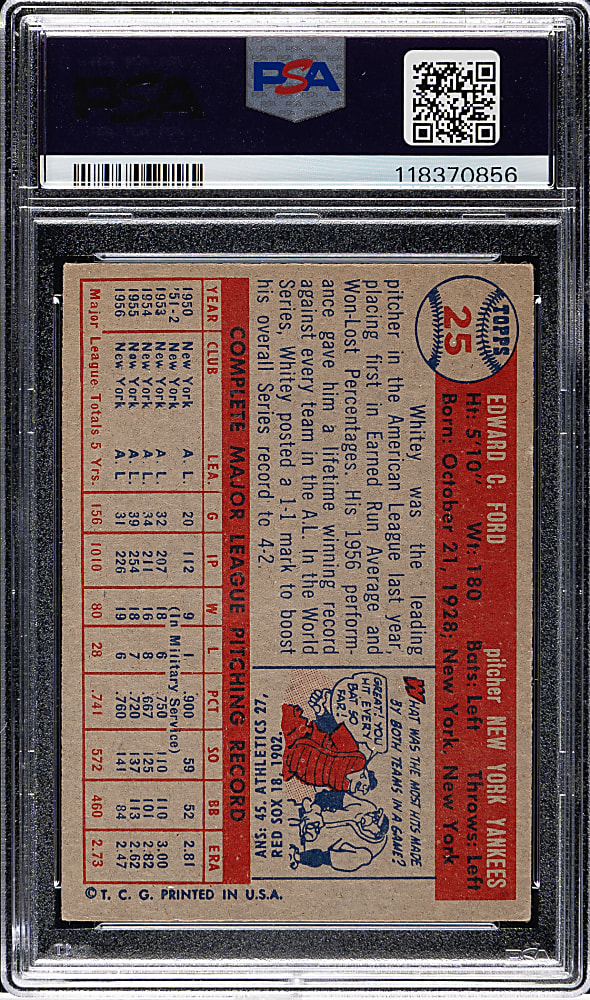 1957 Topps #25 Whitey Ford PSA VG-EX 4