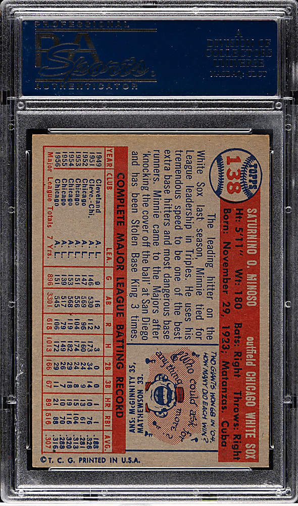 1957 Topps #138 Minnie Minoso PSA EX 5