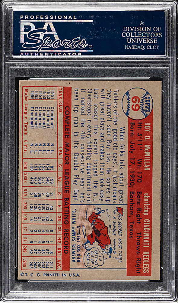 1957 Topps #69 Roy McMillan PSA NM-MT 8